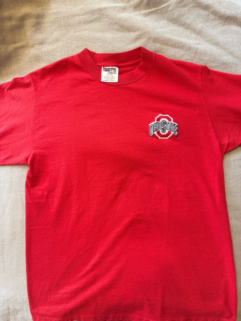 Vintage 90s Ohio State Buckeyes 100% Cotton Embroidered T-Shirt PowerPro Red - M